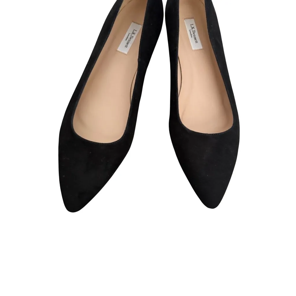 LK BENNETT Jacqueline Black Suede Pointed Flats Size 39 / 9 NEW NWOB - Image 7