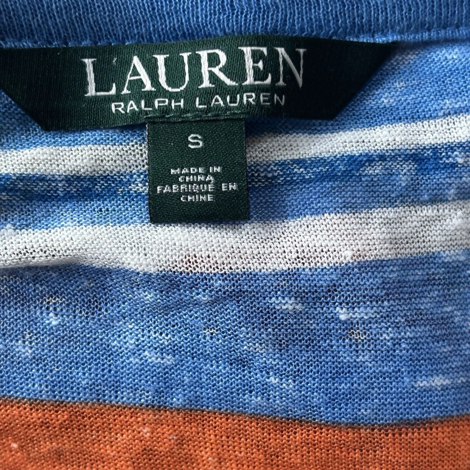 Ralph Lauren Size S Women’s Multicolor Striped 100% Linen Knit Top Travel Resort - Image 2