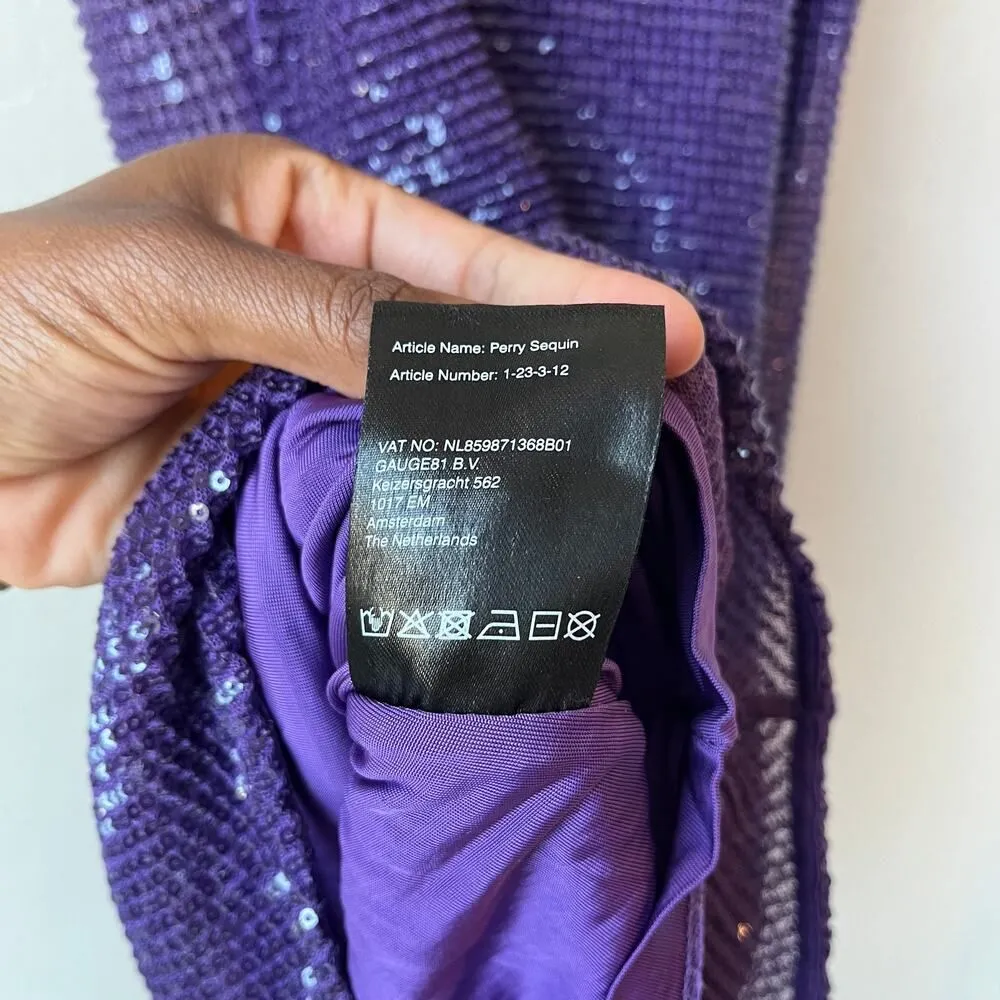 Gauge81 Dress Perry Purple Ruched Sequined Sleeveless Mini Party Dress Size‎ S - Image 9