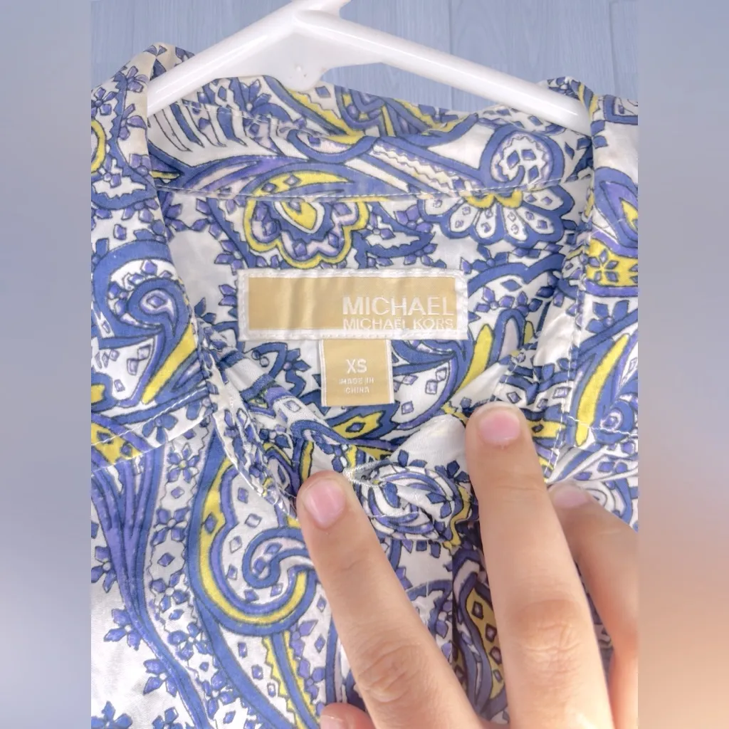 MICHAEL KORS Women’s Paisley Business Casual Button Down Shirt - Image 3