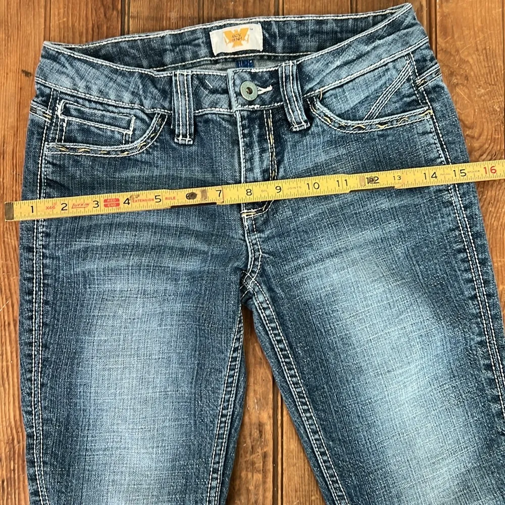 Women’s Anthropologie Antik Denim embroidered low rise flare leg jeans size 25 - Image 7