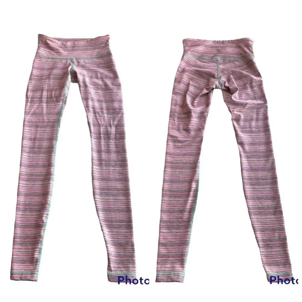 Lululemon Leggings Wunder Under Luxtreme  Cyber Stripe Pink Menthol Size 4 rare - Image 14