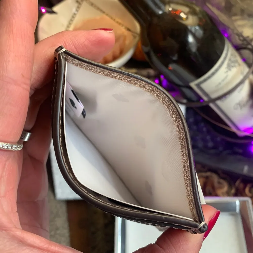 Authentic Kate Spade smooth glitter leather card case in box - Image 4