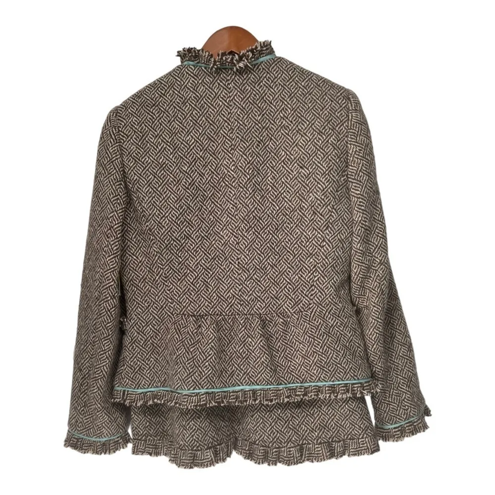 Etcetera Brown White Wool Blend Tweed Jacket and Skirt Set Size 12 NWT - Image 2