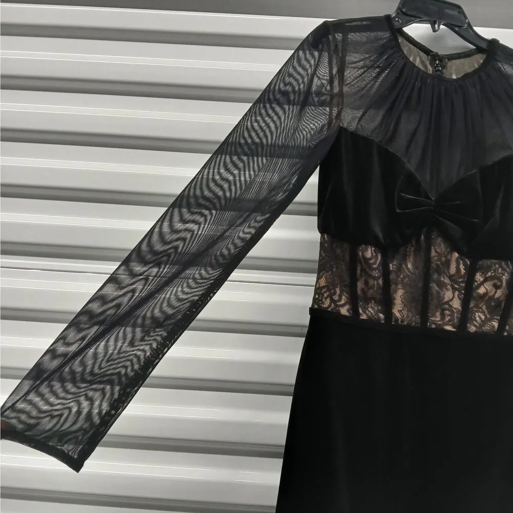 $529 NWT Tadashi Shoji Sabina Velvet Cocktail Dress Size 4 Black Formal Wedding - Image 5