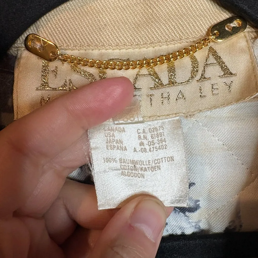 Escada Margaretha Ley tan denim quilted lining jacket Size 8 - Image 4