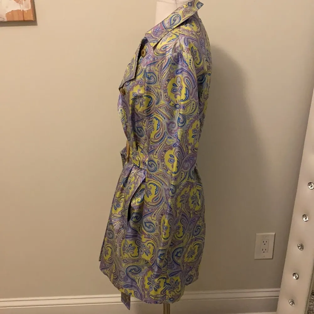 J. McLaughlin Silk Paisley Print Trench Coat - Image 3