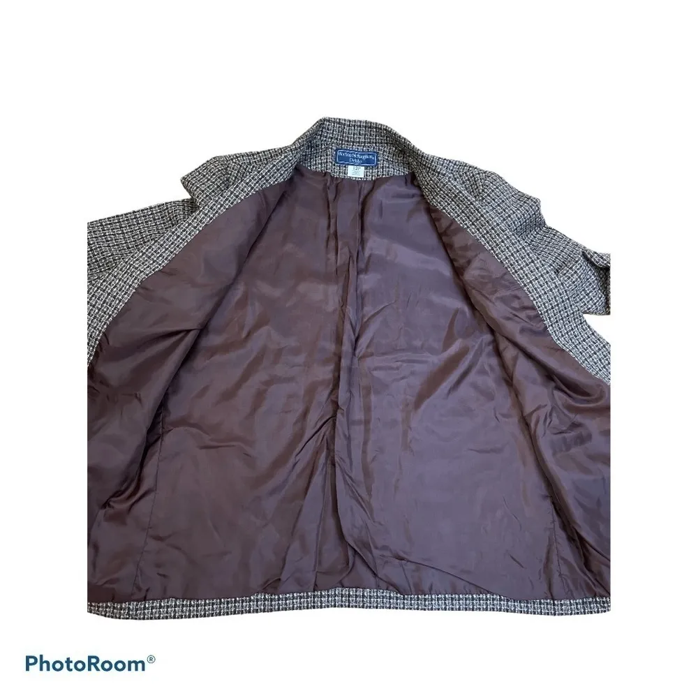 Vintage Norton McNaughton Petite Blazer  12P Brown Black Houndstooth Career - Image 6