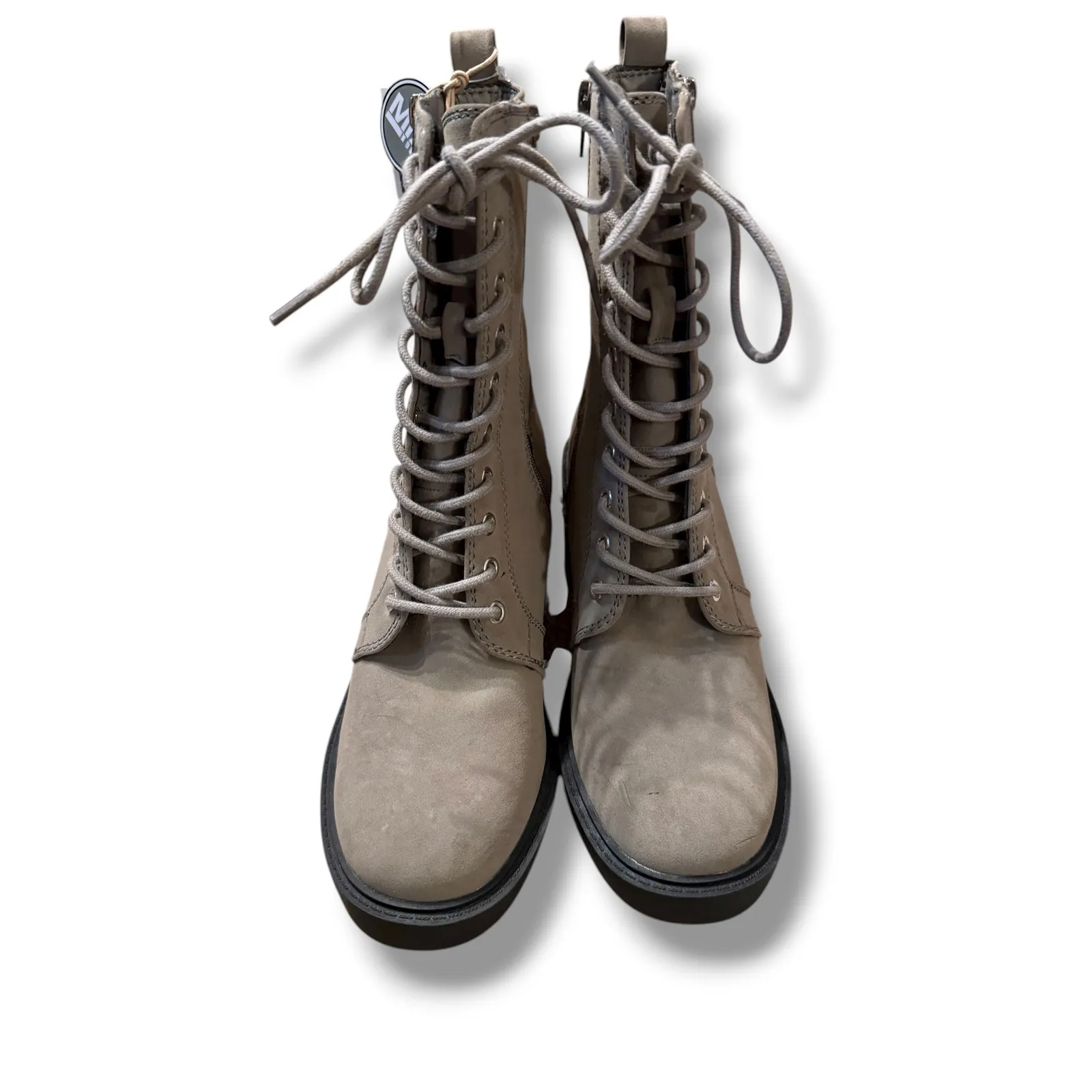 MIA NWT‎ Audrina Lace-Up Boots Women's 8.5 Taupe Block Heel Zip Fall - Image 2
