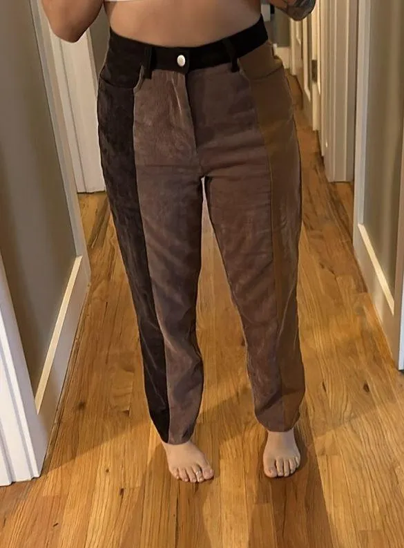 Two-Tone Suede Pants - Image 2