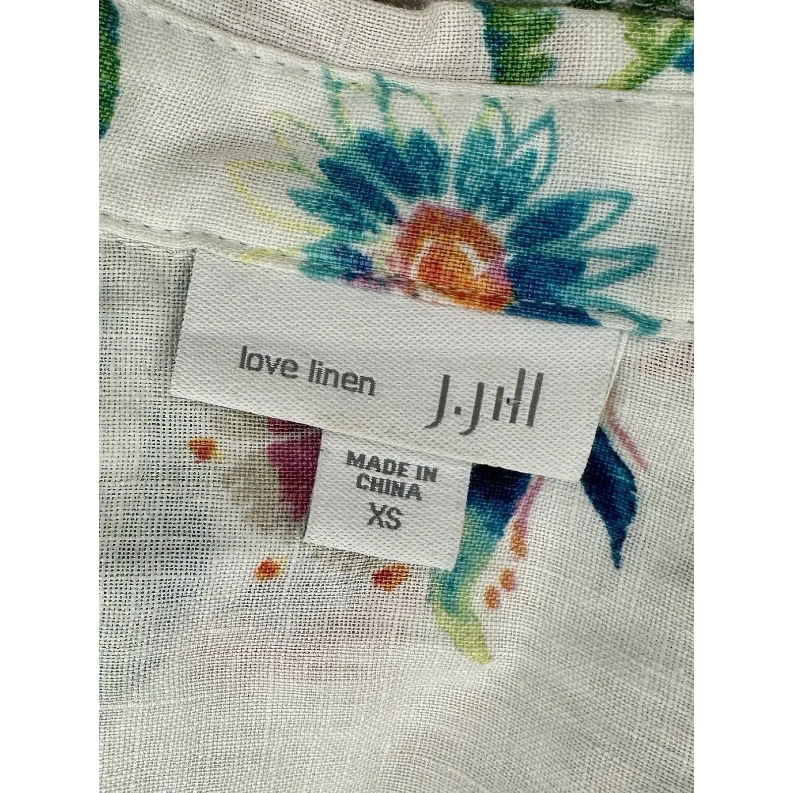 J. Jill Love Linen 100% Linen Floral Button Front Sleeveless Top Size XS EUC!! - Image 4