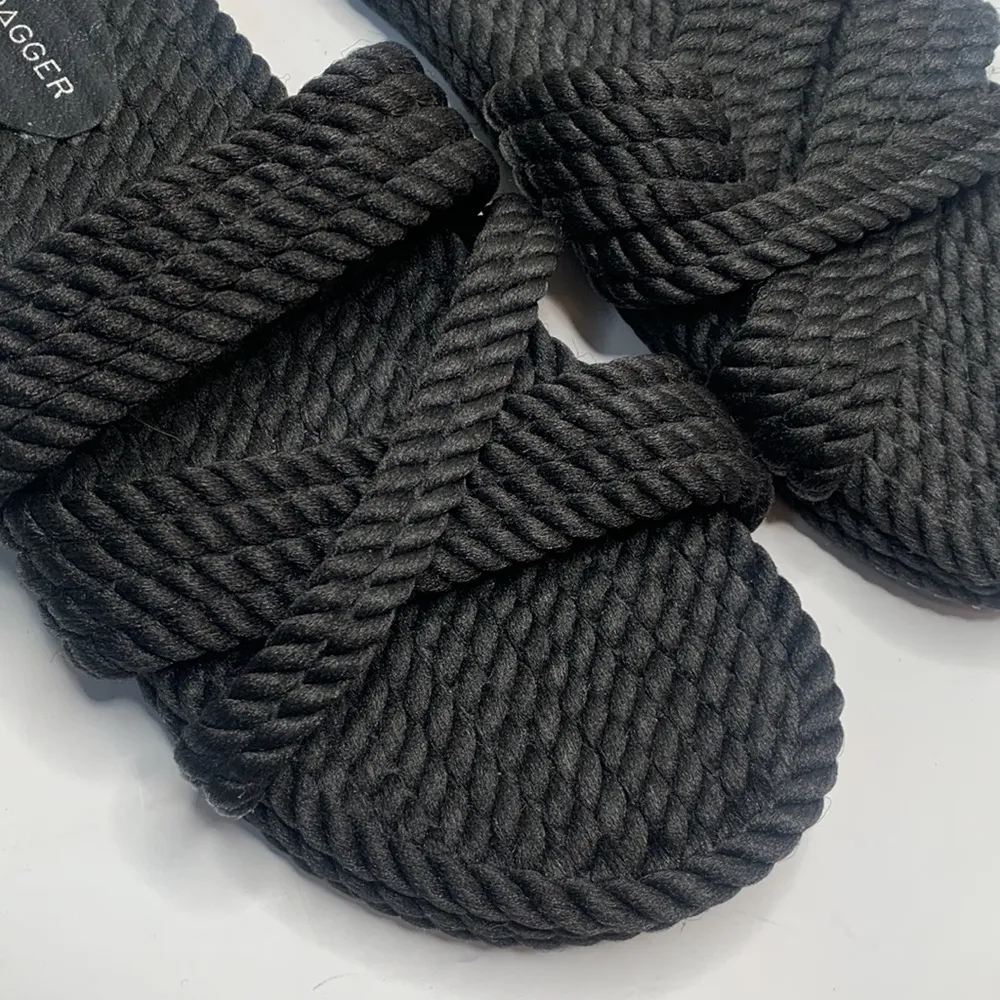 Anthropologie Kelsi Dagger Brooklyn Rope Slide Black Beach Sandals S-011 Sz 11 - Image 3