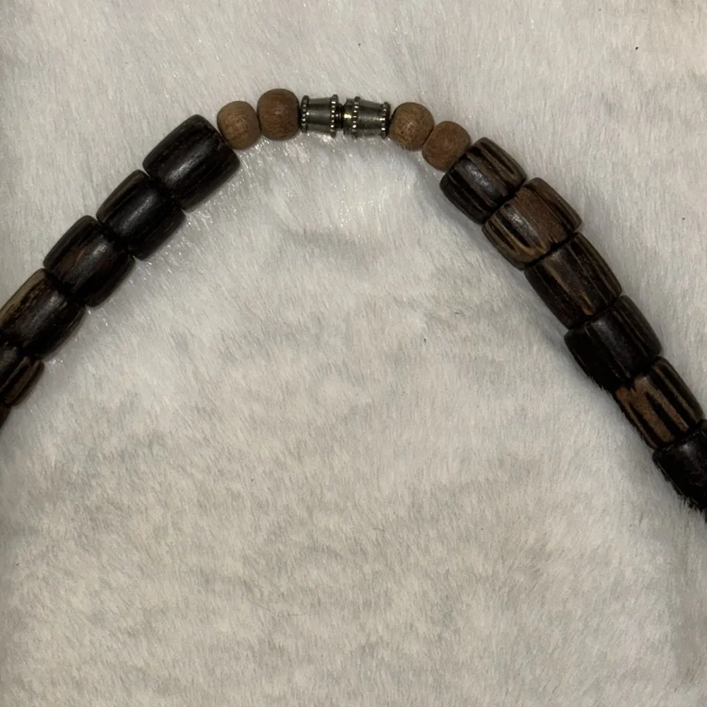 Vintage Carved Wood Parrot Birds Beaded Chunky Statement Necklace Brown - Image 2