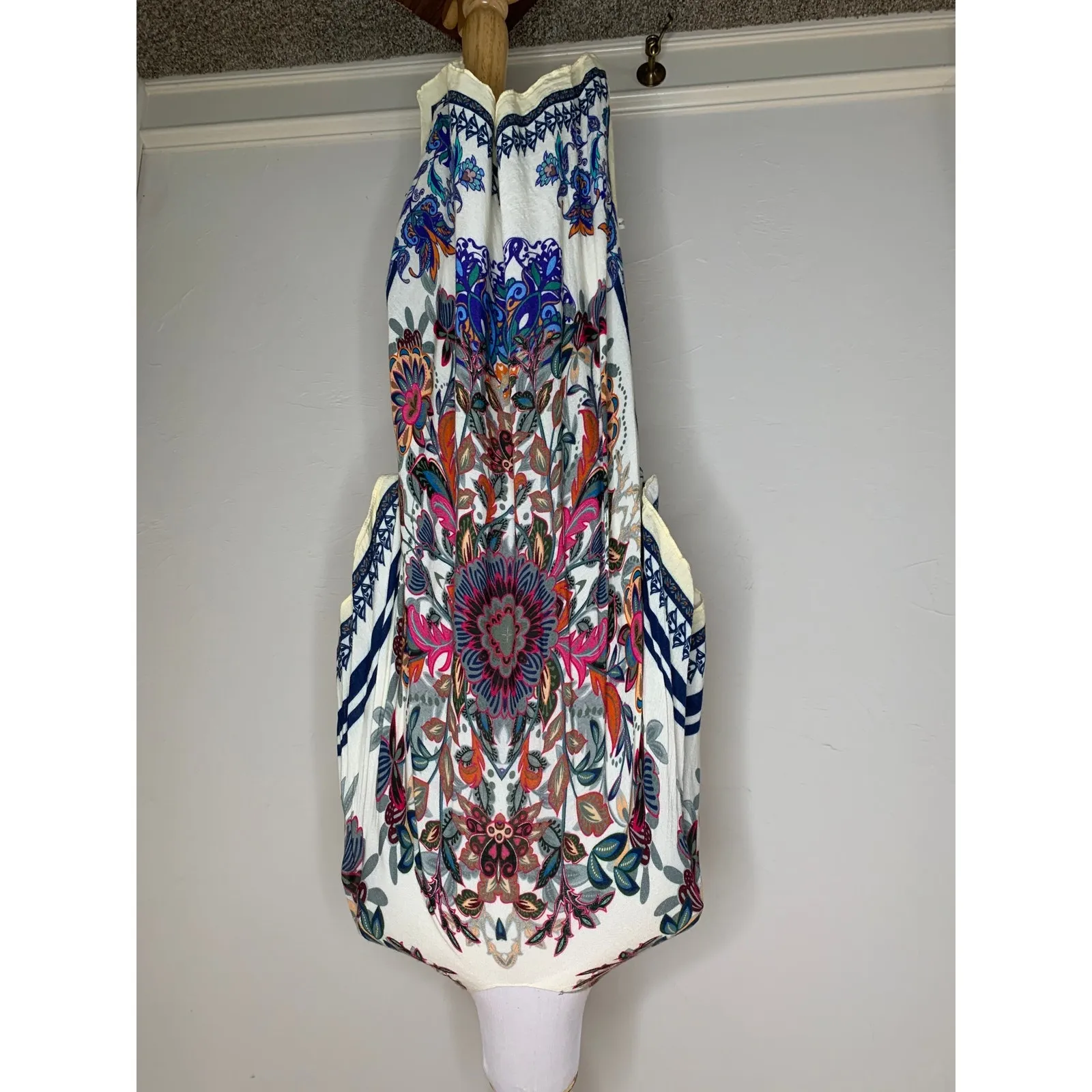 Boho Floral Open Front Kimono Shawl Duster OSFM Blue Size undefined - Image 2