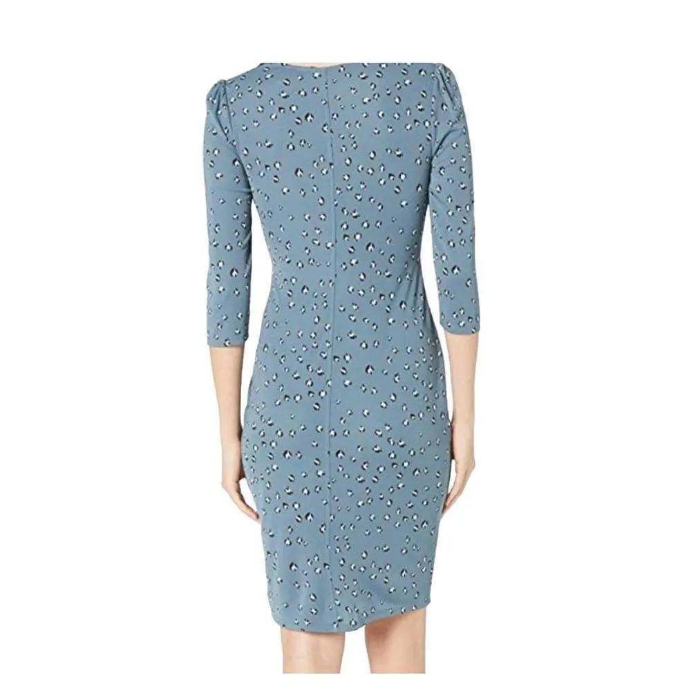 Womens Lark & Ro Cheetah Print Knot Front Long Sleeve Statement Dress - Image 2