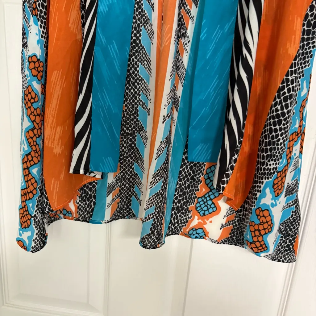 Bob Mackie Turquoise‎ And Orange Animal Print Vest Size XS - Image 4