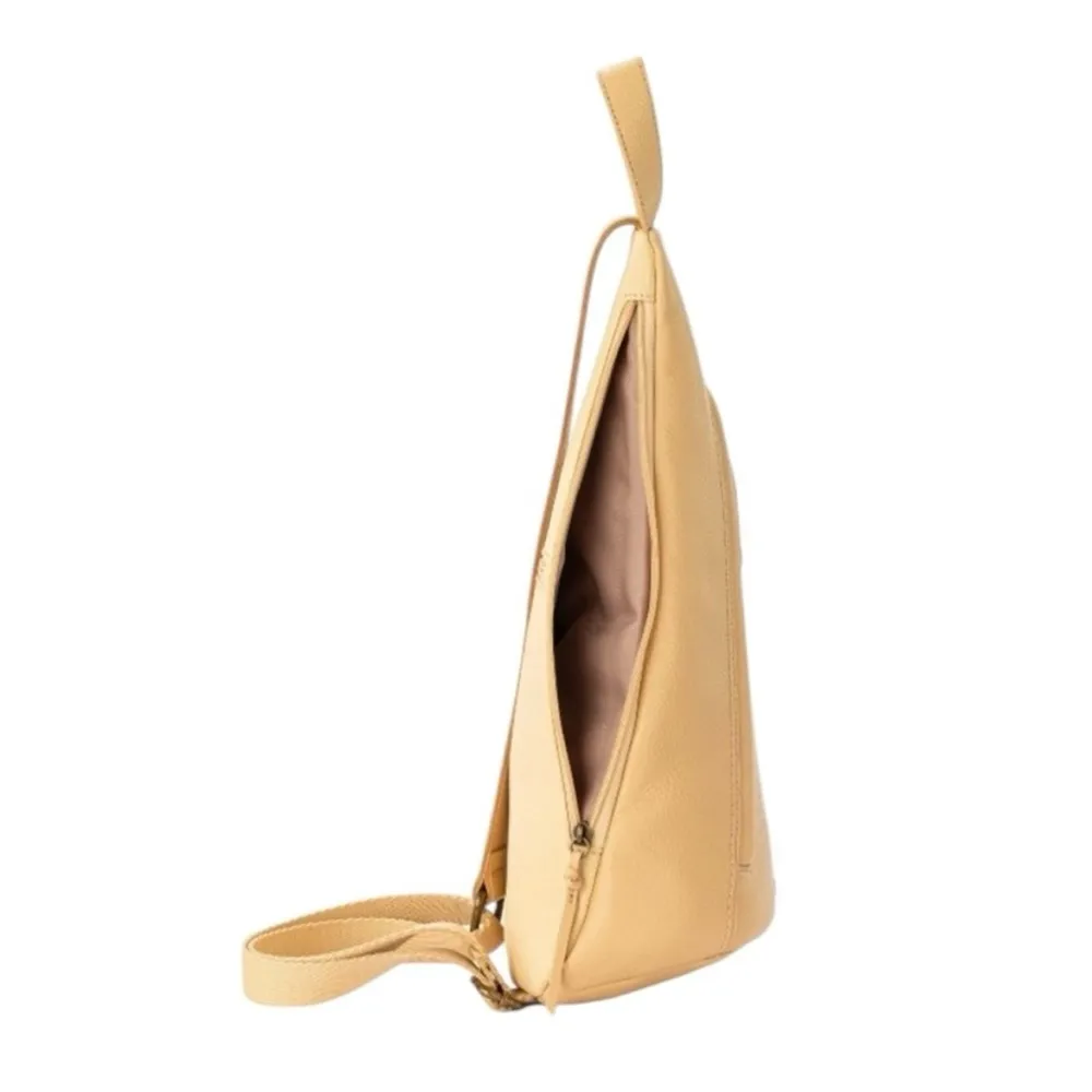 The Sak Geo Sling Backpack Buttercup Yellow Leather Shoulder Bag Purse NWT - Image 3