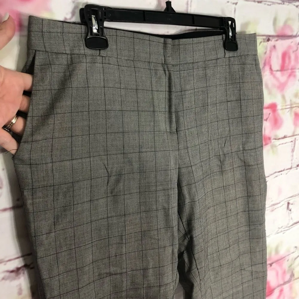 Kate spade hallie gray straight leg window pane plaid dress pants - Image 4