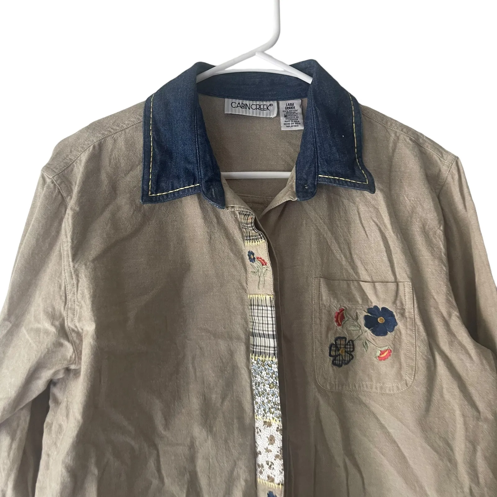 Cabin Creek Vintage 90s Women's Size Large Embroidered Floral Button Up - Image 2
