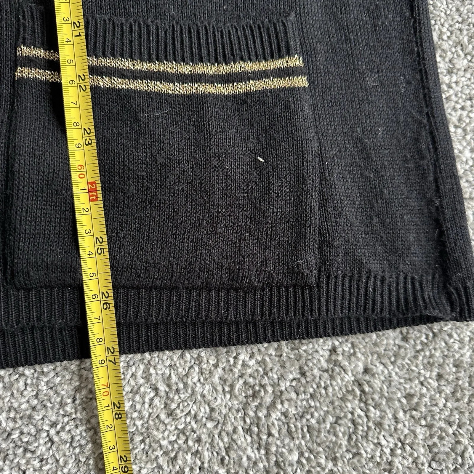 Bay Point Threads women's black cardigan sweater w/gold trim glitter, size Large - Image 11