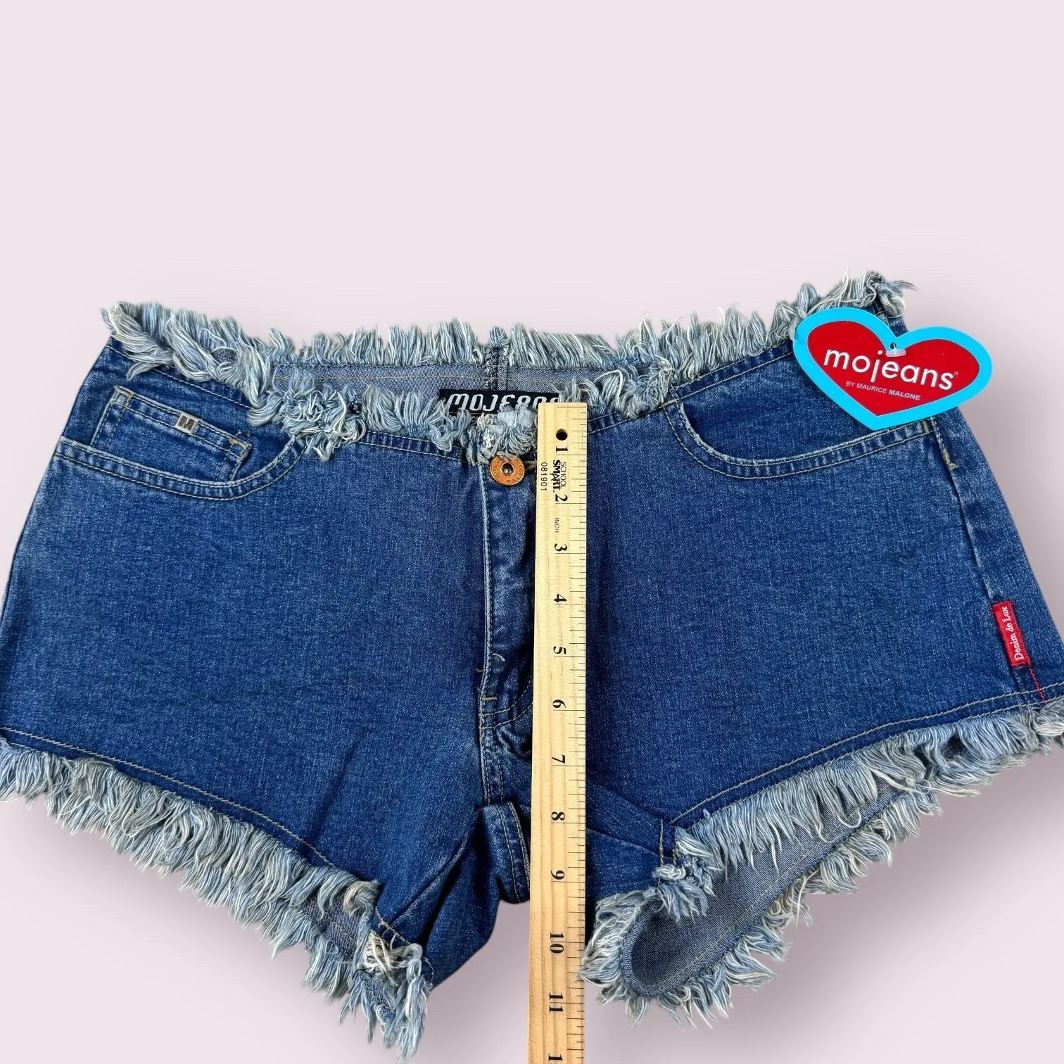Vtg Y2K‎ 2000's Mo Jeans Low Rise Micro Booty Hot Daisy Dukes Denim Shorts Sz 12 Blue - Image 5