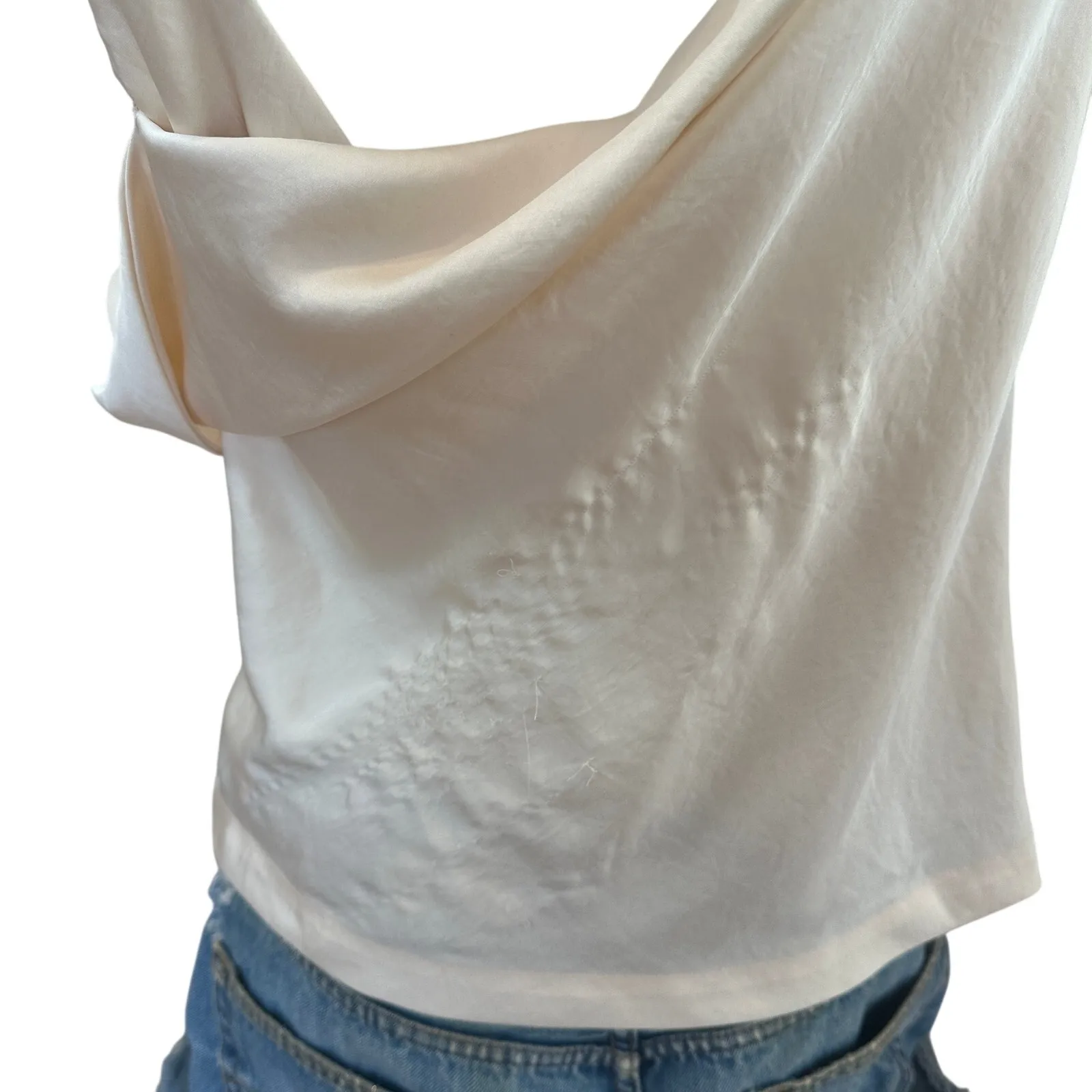 A.L.C. Cream Satin Camisole Top SIZE 4 Coquette Off Shoulder Cowl Designer $300 - Image 11