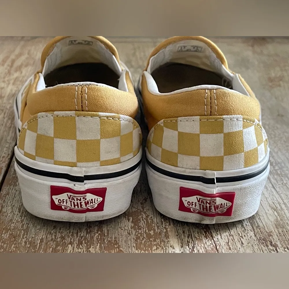 Vans Classic Checkerboard Slip On Sneakers Yellow Size 6 Skater Retro Streetwear - Image 8