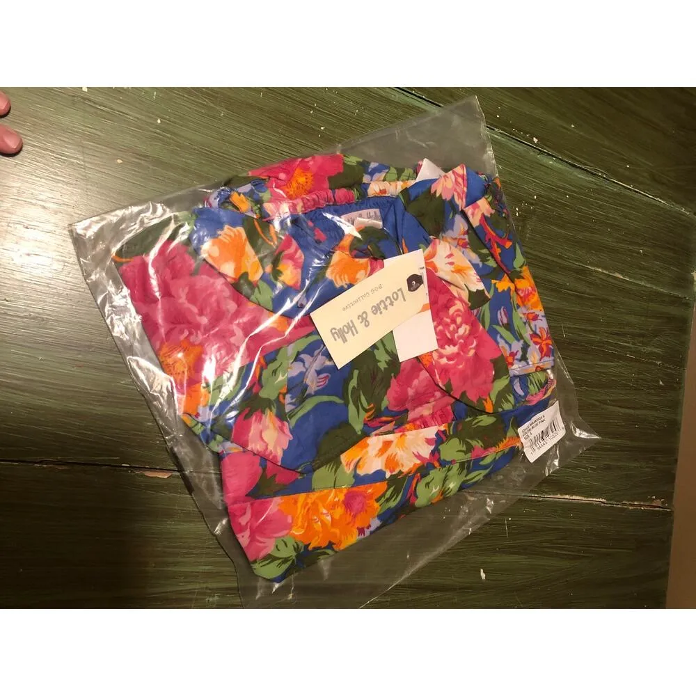 B.O.G. Collective Lottie & Holly Floral Cropped Tank Top & Ruffle Skort Set S Blue - Image 7