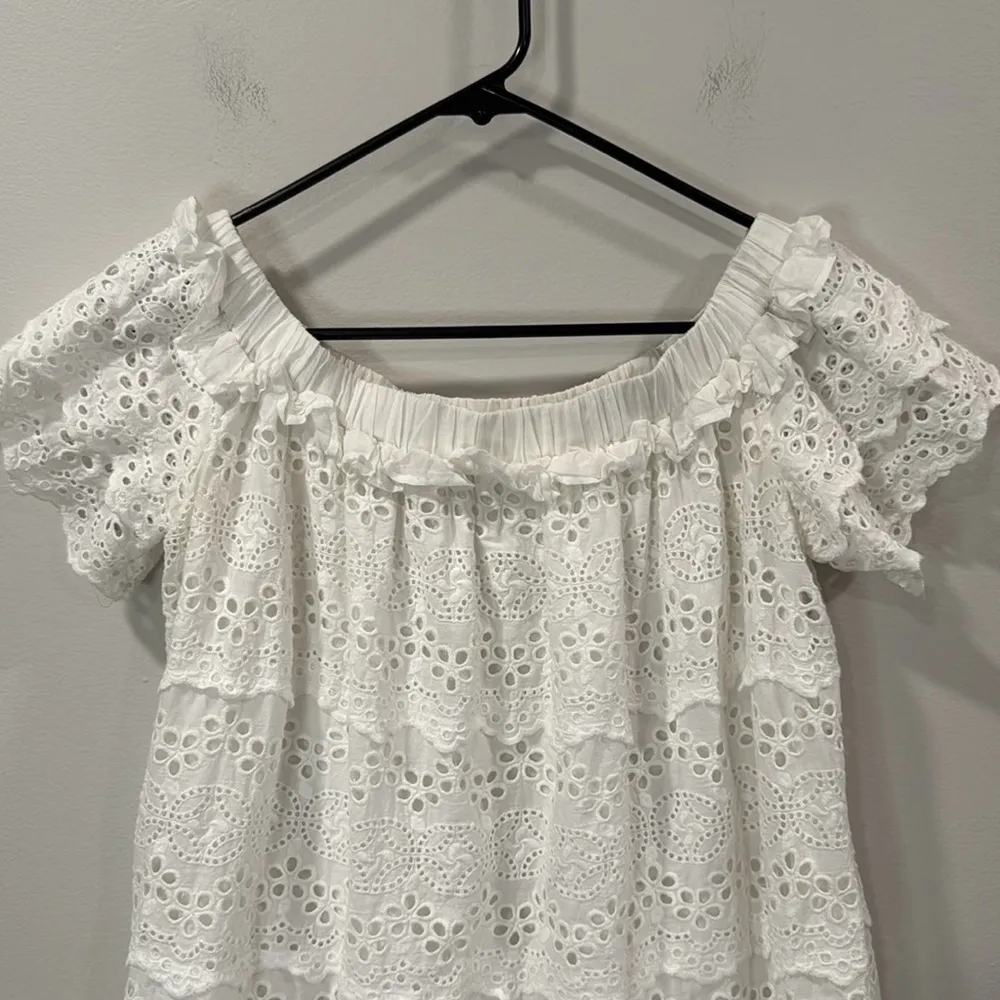 English Factory White Mini Dress Size Medium EUC - Image 3