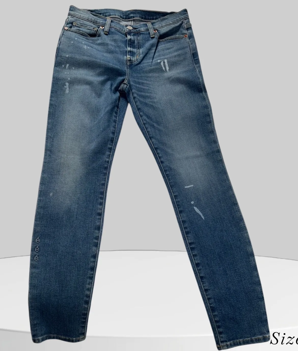 Ética Lily Ankle Jeans Size 29 Blue Distressed Paint Splatter Stretch Denim Blue - Image 1