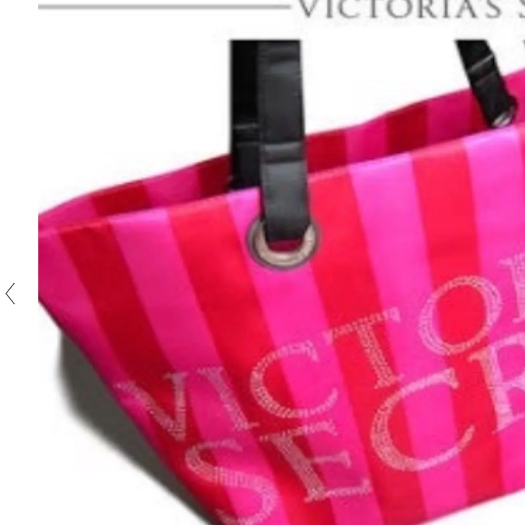 Victoria’s Secret LIMITED EDITION Bling Red Striped Tote Bag - Image 5