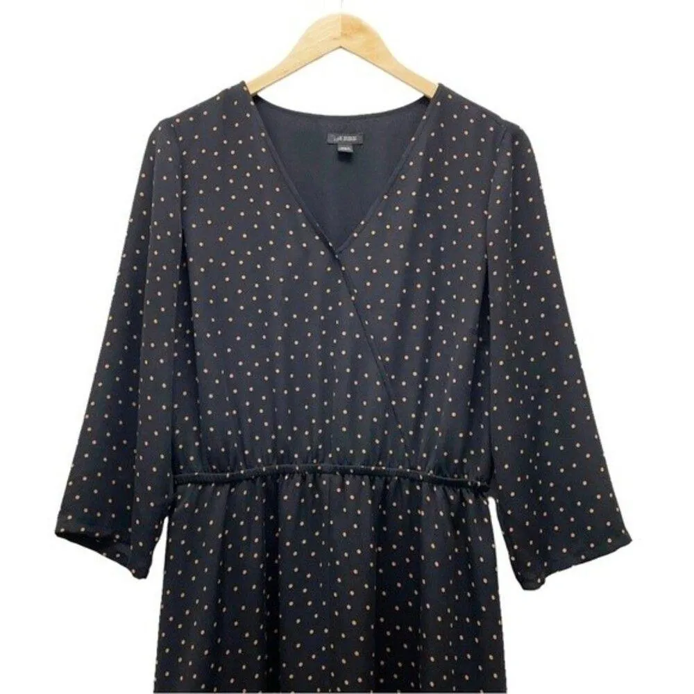 J. Jill Wearever Collection Black Polka Dot Surplice Midi Dress Size Medium - Image 4