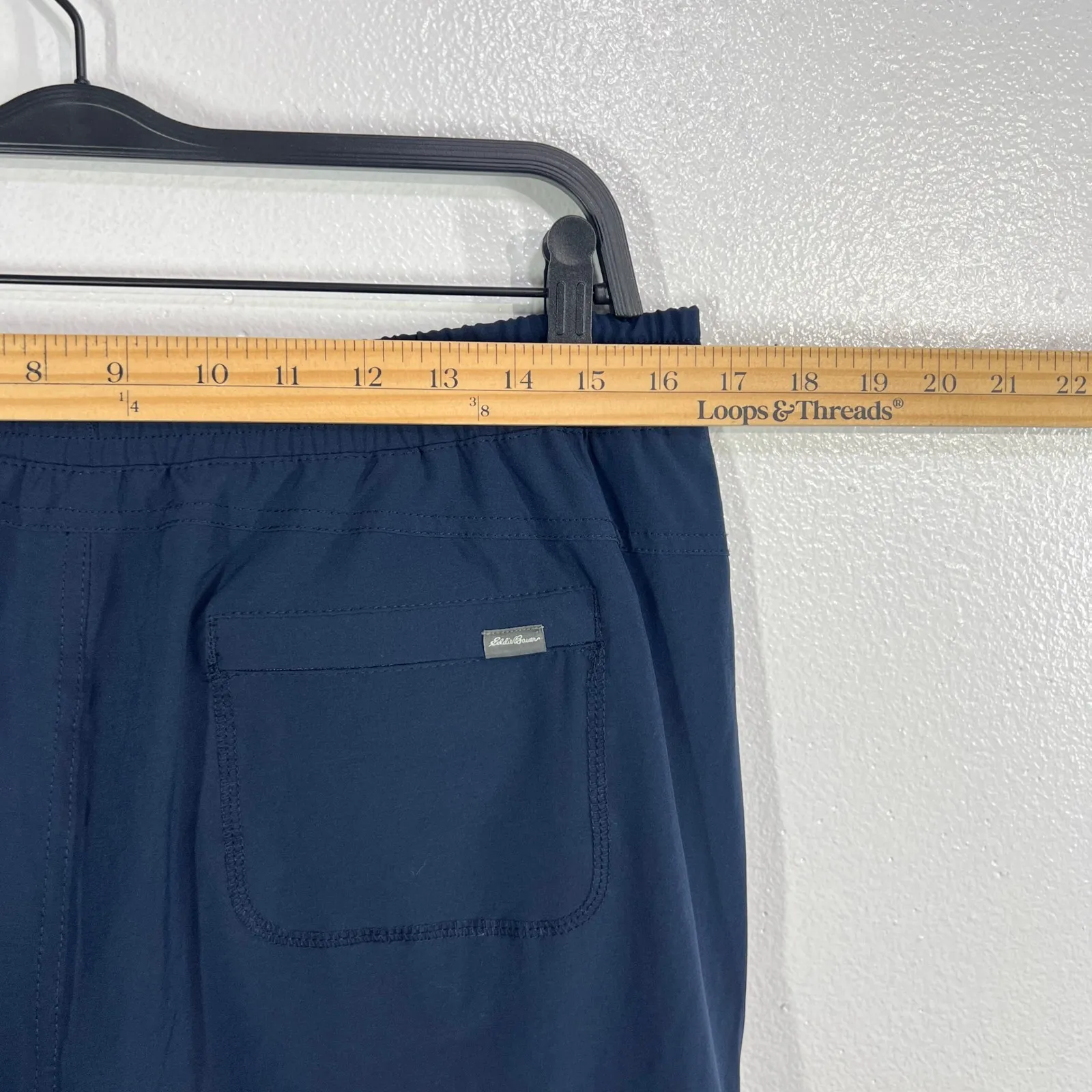 Eddie Bauer Womens Flannel Lined Jogger Pants Navy Blue Size 10 Cargo Pockets - Image 8