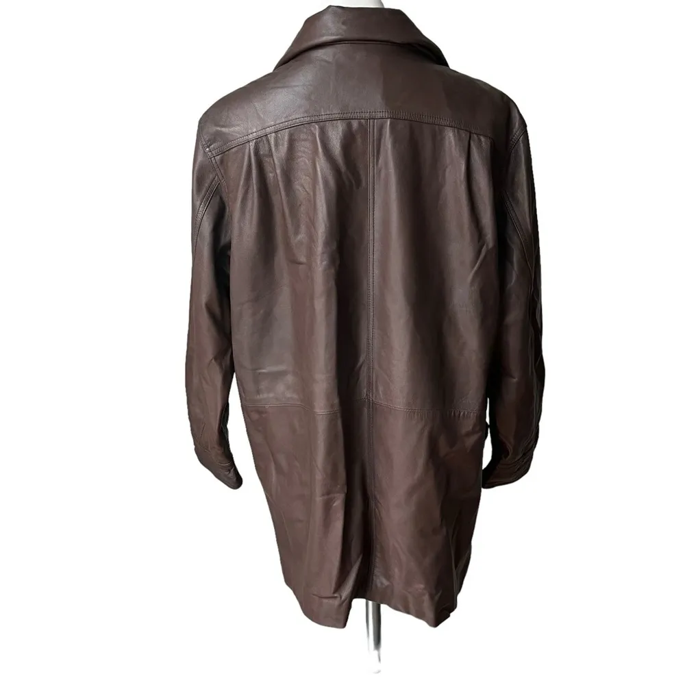 Parri’s Italia Brown Leather Button Down Jacket, Sz 42/US M Size M - Image 2