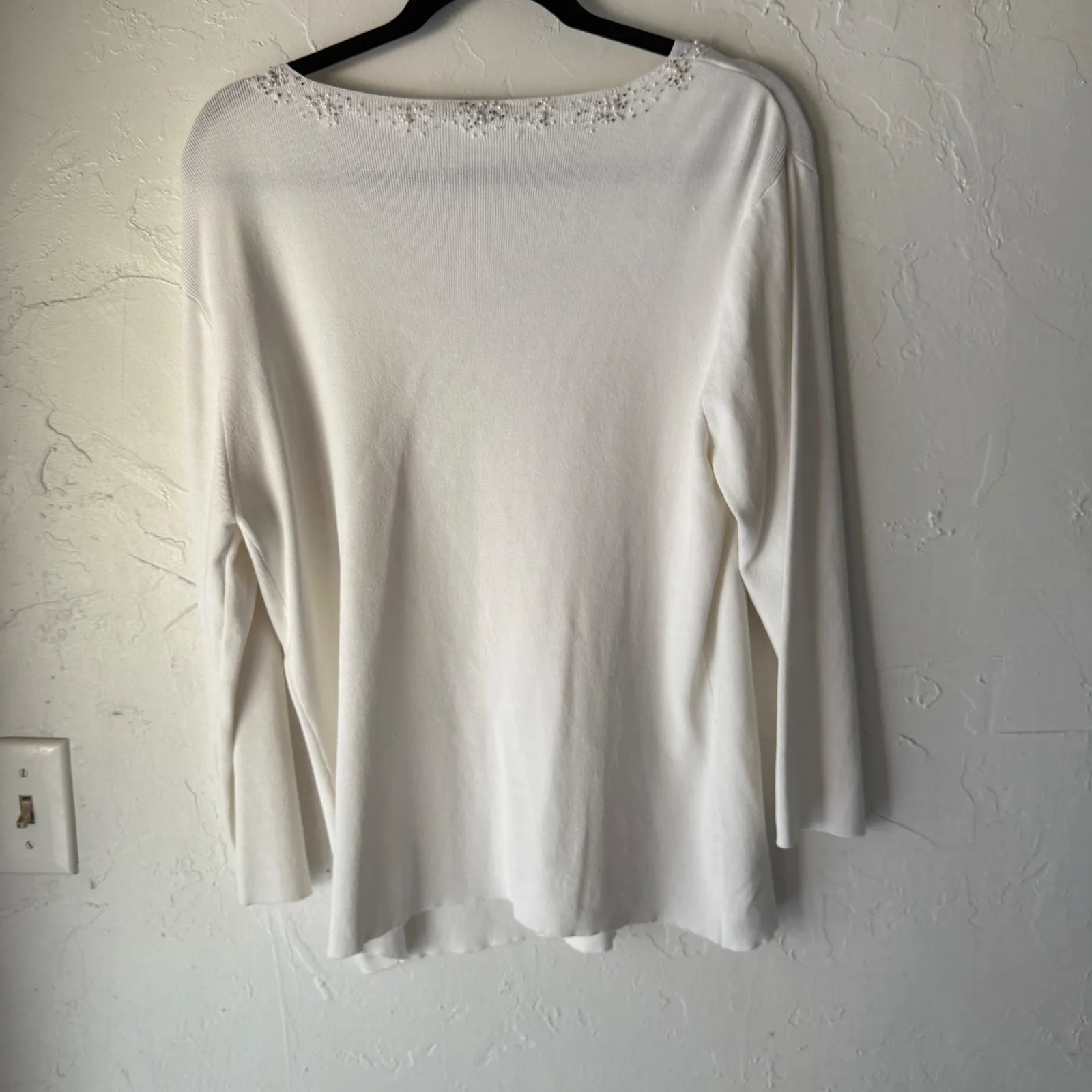 Coldwater Creek Embellished Beaded V Neck Long Sleeve Knit Top Y2k Fairy - Image 8