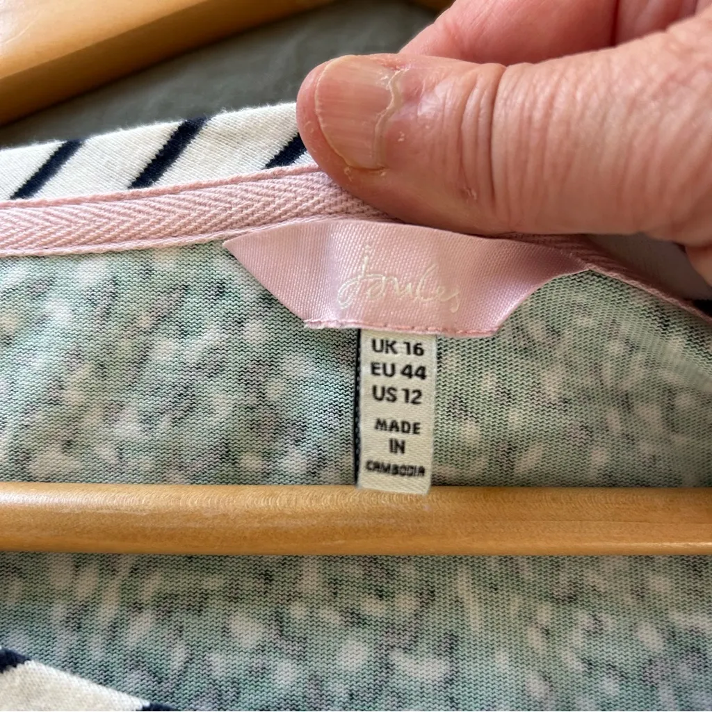 Joules Marina Drop Shoulder Stripe Speckled Knit Jersey Cotton Top. Size 12. - Image 8