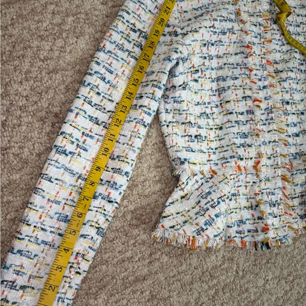 Halogen Nordstrom Button Front Tweed Blazer Jacket Ivory Size XS. - Image 15