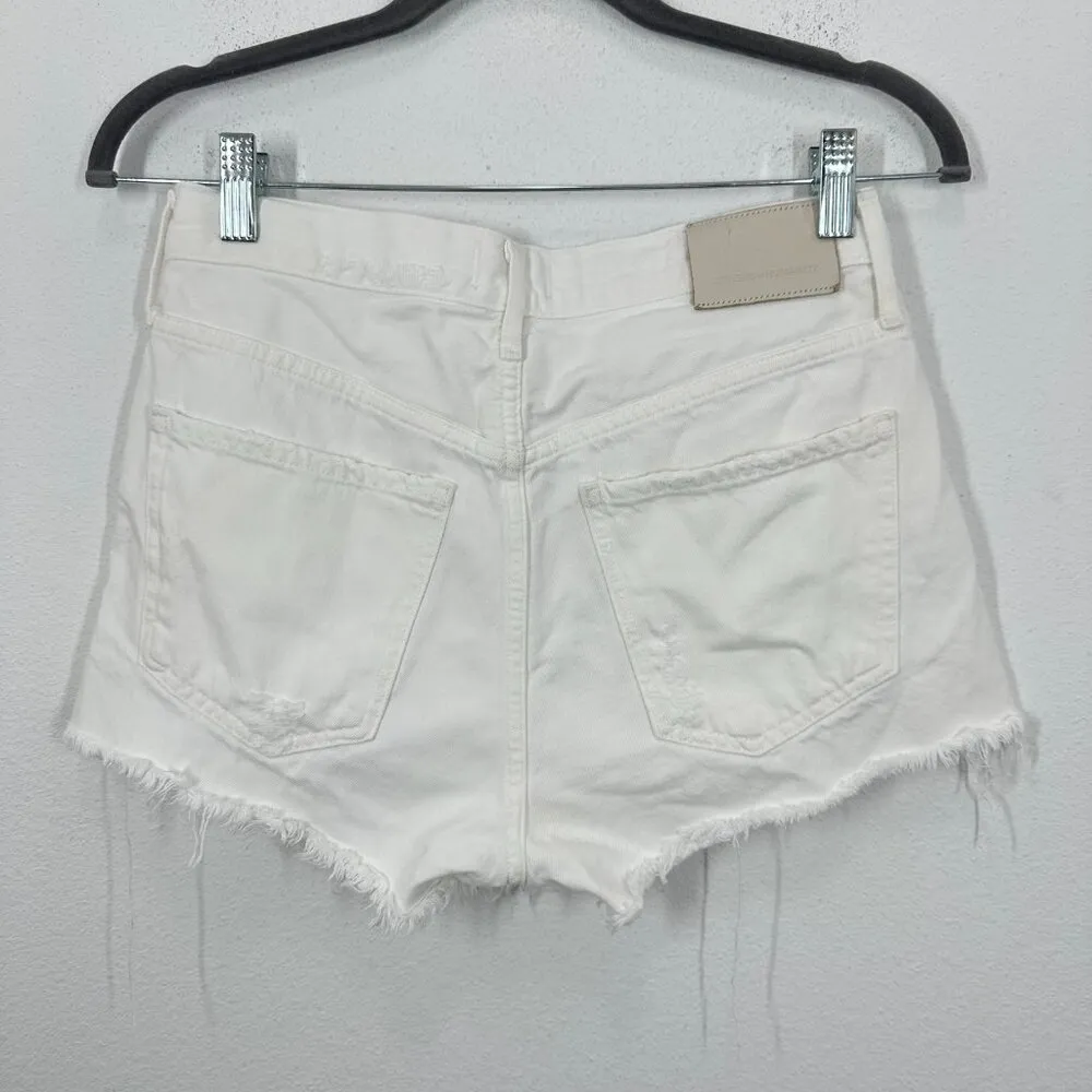 Citizens of Humanity Premium Vintage Annabelle Long Relaxed Shorts White Raw Hem - Image 6