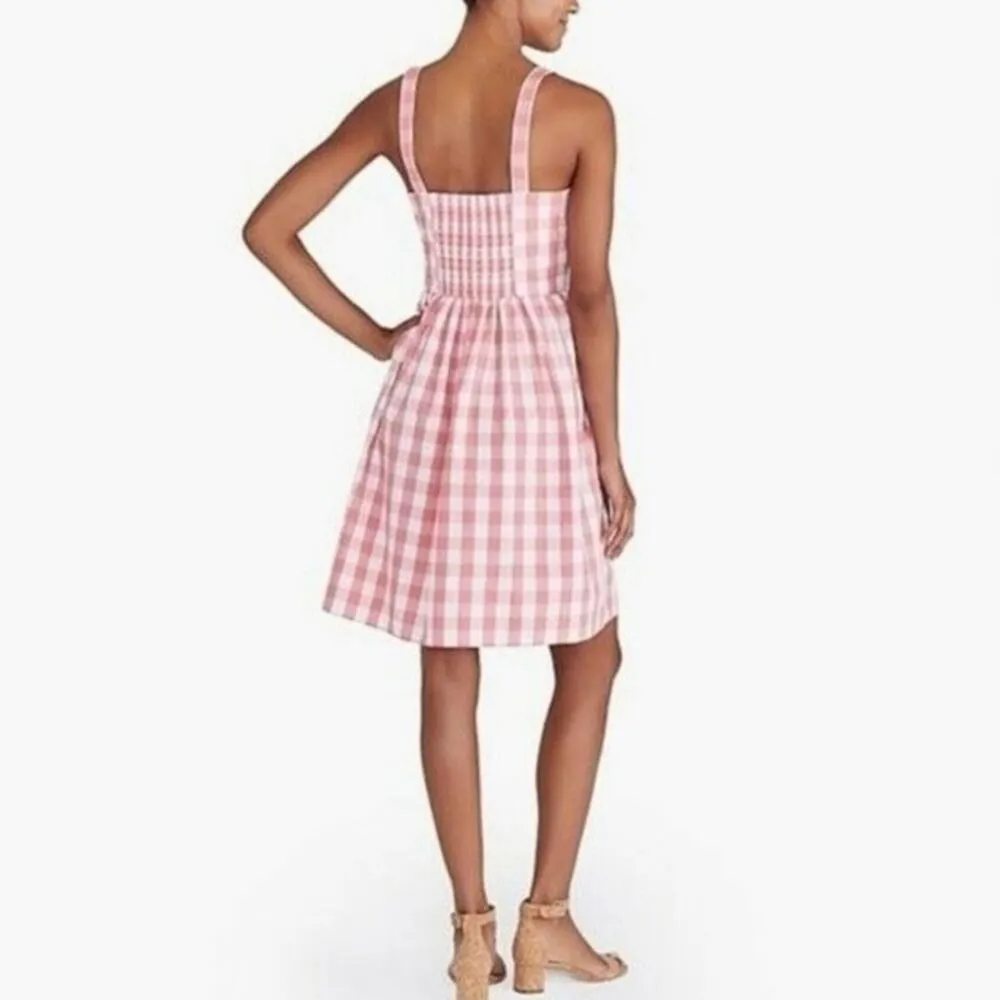 J.Crew Factory Gingham Printed Apron Dress XXS Women’s Pink - Image 6