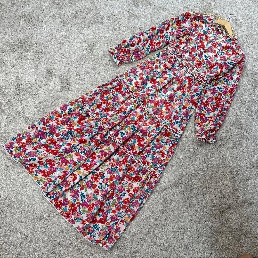 bohme Women’s Kendal Floral Maxi Dress Longsleeve V-Neck in Multicolor Size XS - Image 8