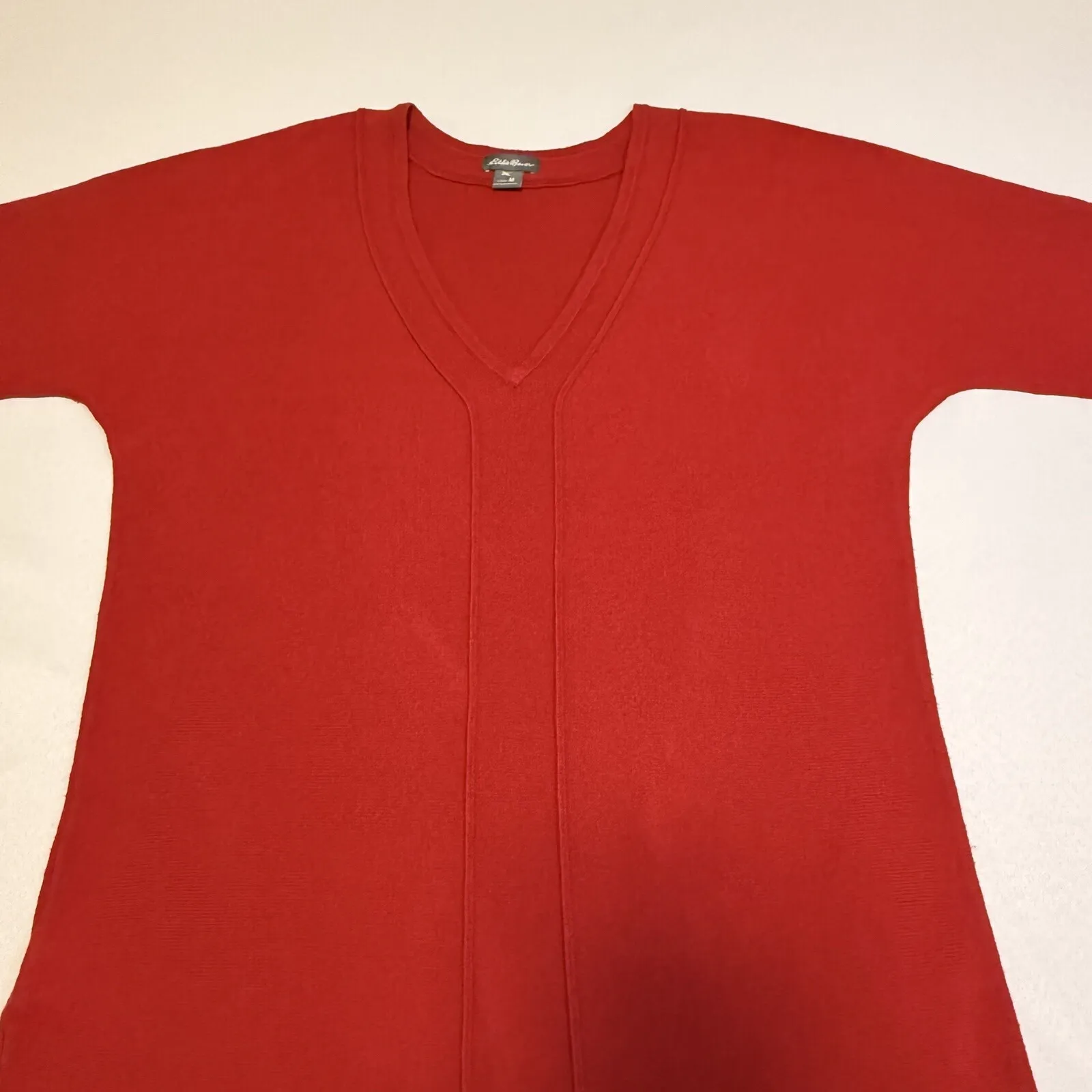 Eddie Bauer Women's Red‎ V-Neck Long Sleeve Warm Work Top Sweater, Size Medium # - Image 3