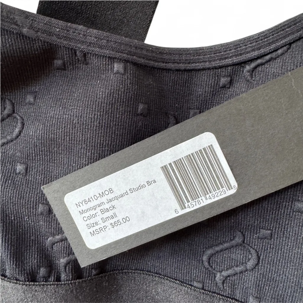 Noli Yoga NWT Monogram Jacquard Studio Sports Bra Black $65 small - Image 2