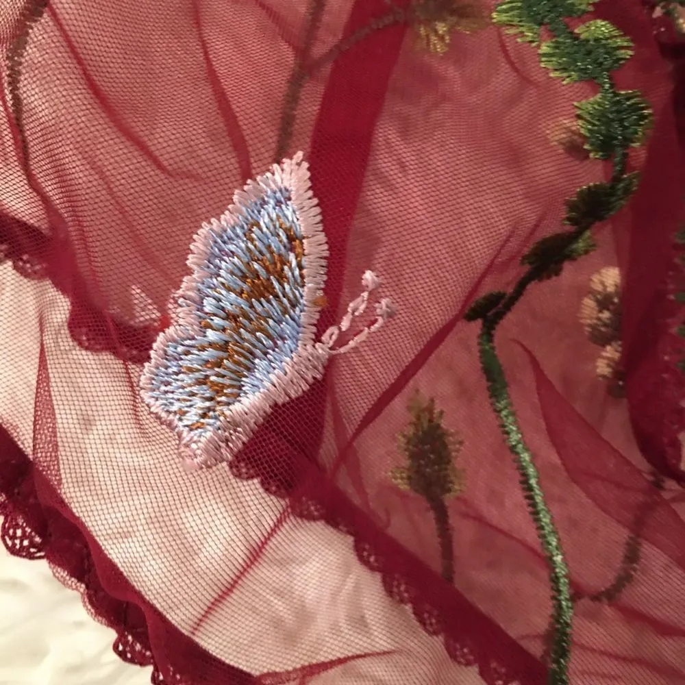 NEW IN PACKAGE! Wine velvet, sheer, embroidered, under wire body suit - Image 6