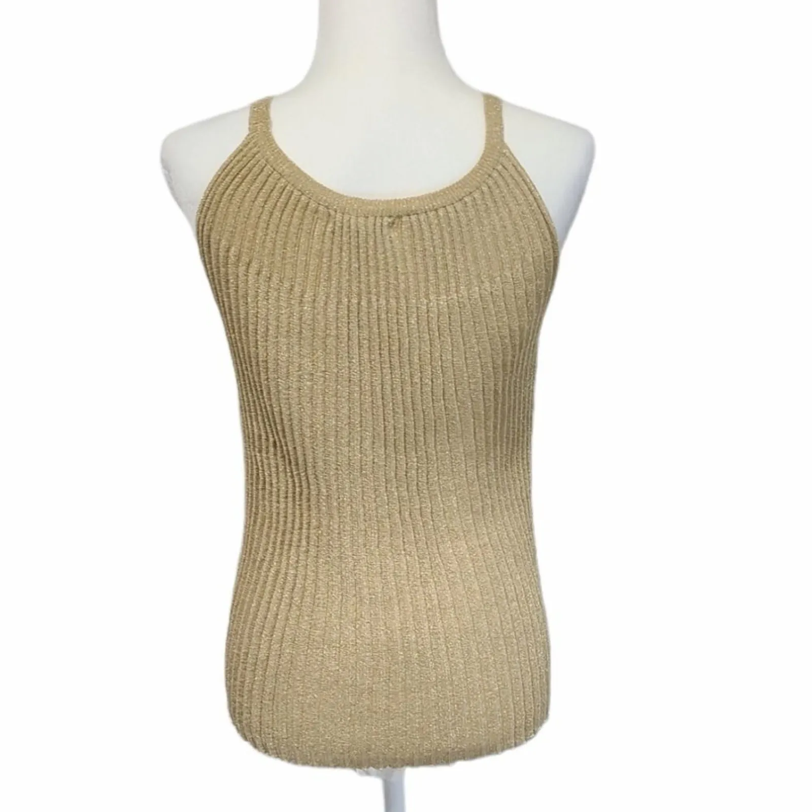 Alberto‎ Makali Sleeveless Golden Top Size XS Ribbed Shimmery - Image 3