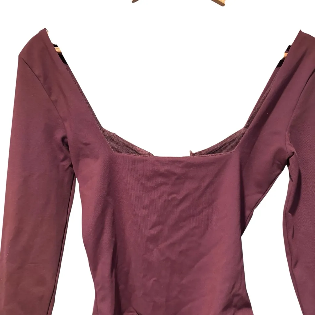Free People Stars Alignment Burgundy/Brown V-wire Bodysuit Size XS - Image 7