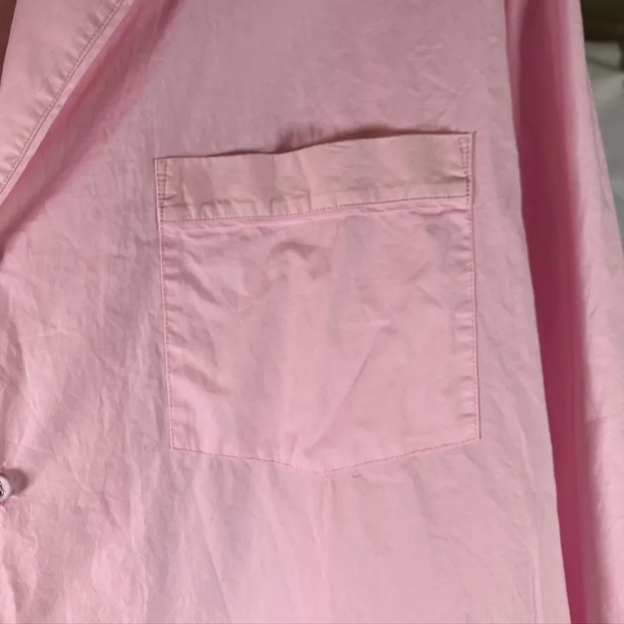 SKIMS Sleep Shirt Women's M/M Pink Cotton Button Down Long Sleeve Pajama Top - Image 4