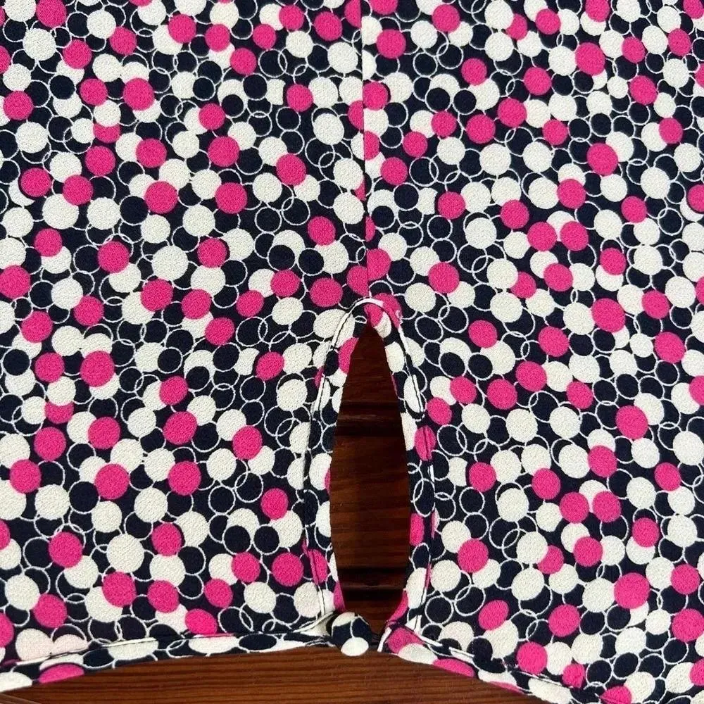 BODEN Circle Print Three Quarter Sleeve Dress Pink Blue White Size 6L - Image 8