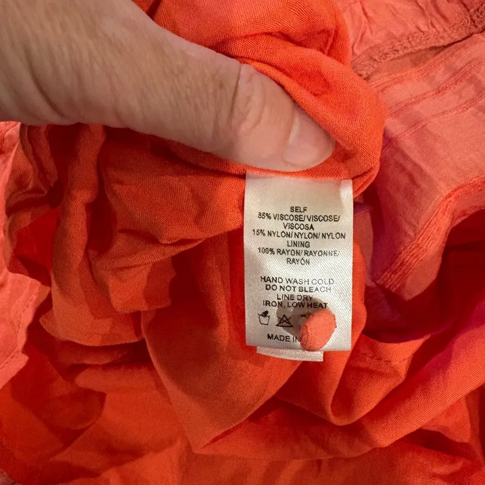 Anthropologie Sunday in Brooklyn bright beacon tiered midi dress coral M a-line - Image 6