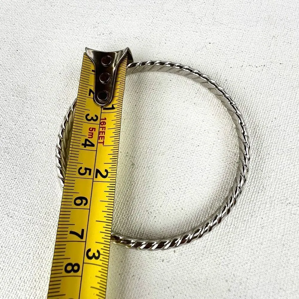 Silver tone twisted bangle bracelet - Image 3