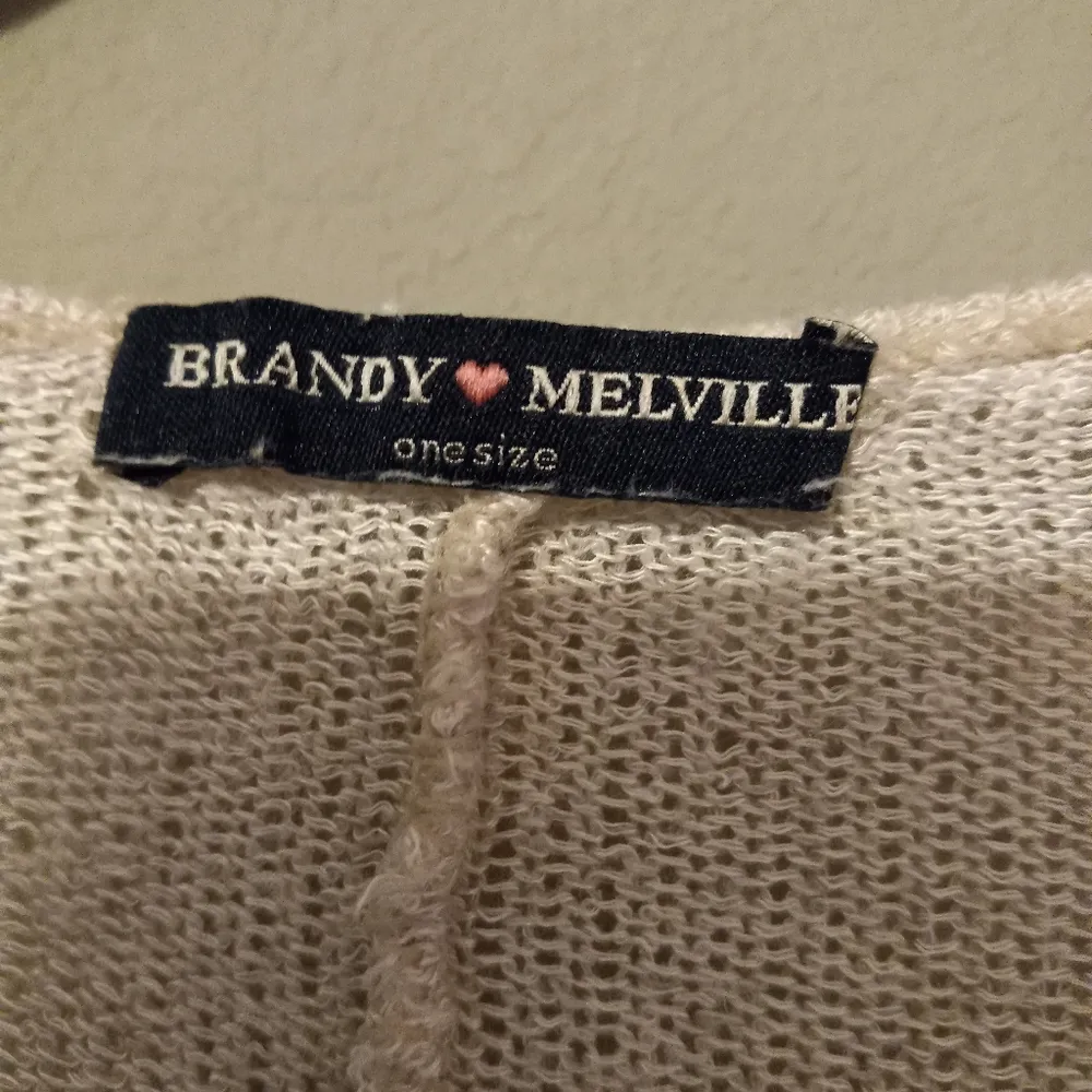 Brandy Melville OS Oversized Cotton Blend Long Sleeved Knit Tunic Top in Beige - Image 5